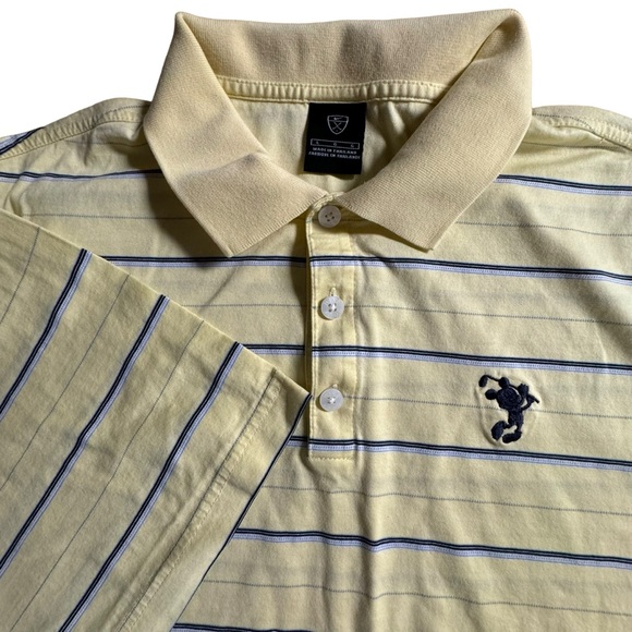 Nike Other - Nike Golf Mickey Mouse yellow striped polo size L‎